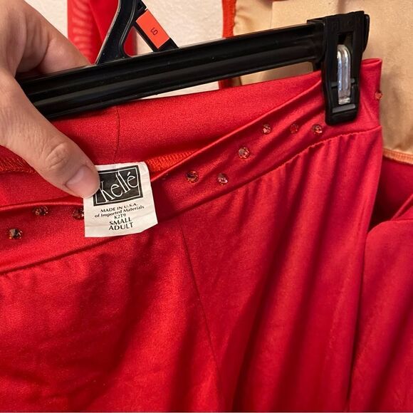 Kelle red 2 piece leotard and leggings Dance Costume set -Adult SA - Picture 13 of 14